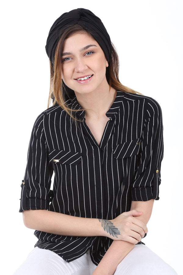 BGD Women Striped Shirt - Black - Avondale
