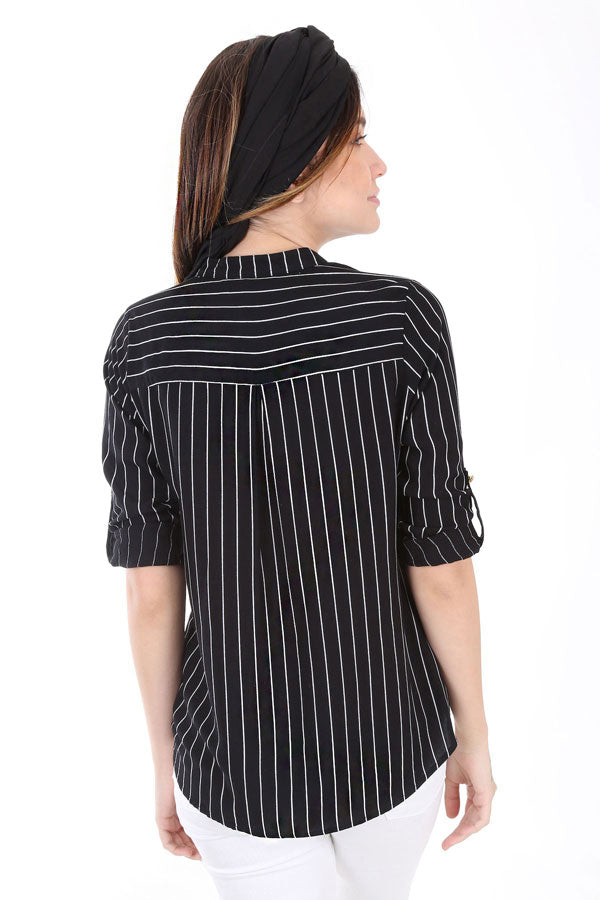 BGD Women Striped Shirt - Black - Avondale