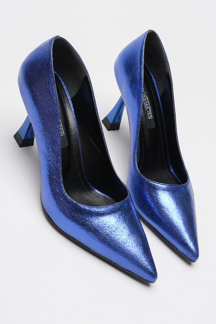 DSM Ernio Blue Wrinkled Leather High Heel Women's Shoe - Olathe