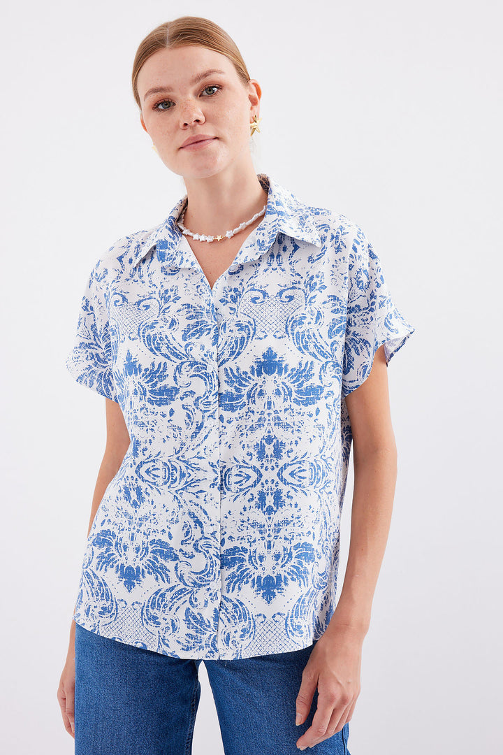 BGD Women Half Sleeve Shirt - Dark Blue - Avondale