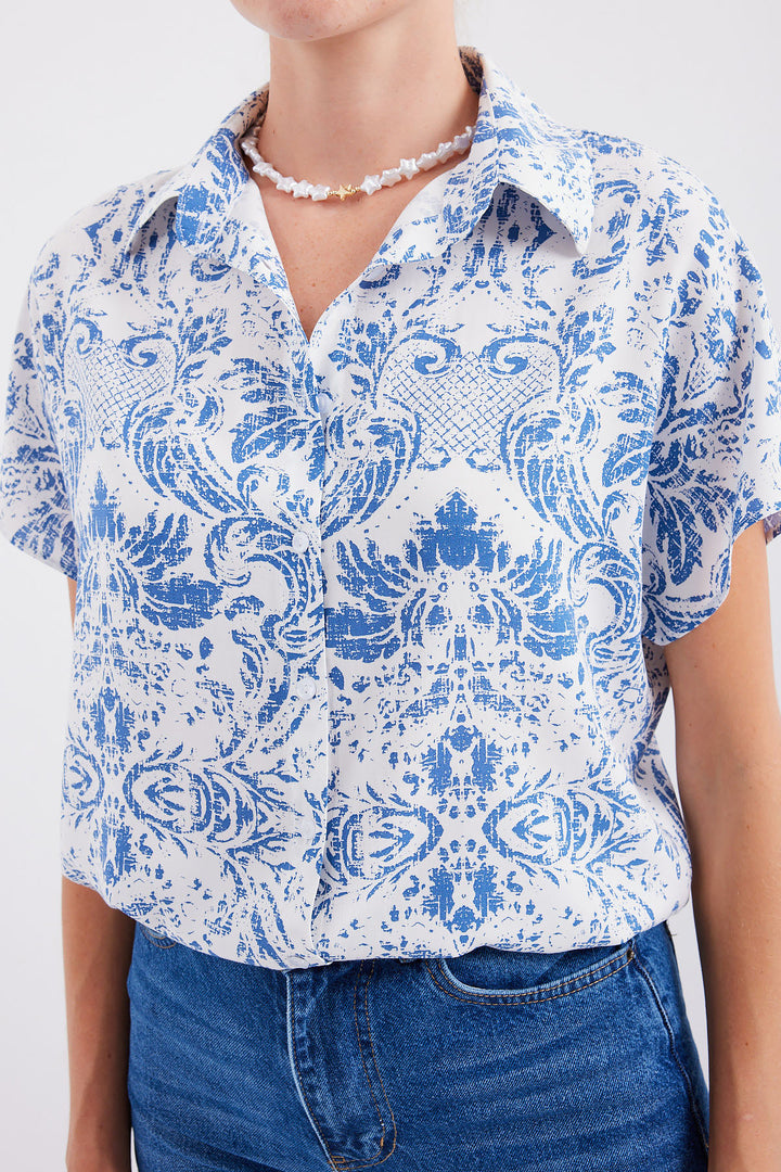 BGD Women Half Sleeve Shirt - Dark Blue - Avondale