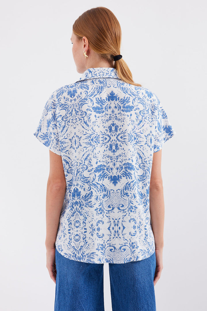 BGD Women Half Sleeve Shirt - Dark Blue - Avondale