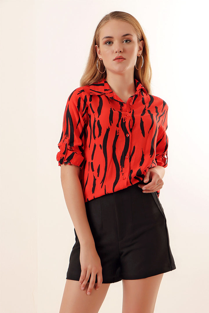 BGD Women Graphic Patterned Shirt - A.Red - Maintal