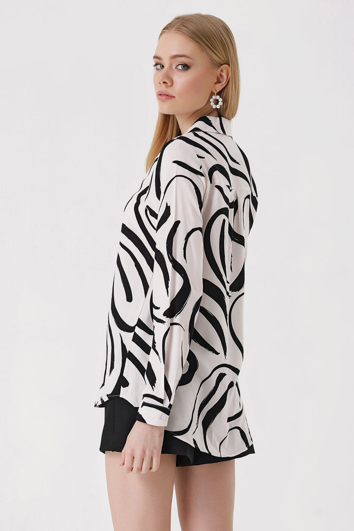 BGD Women Graphic Patterned Shirt - Off-White - Monterrey