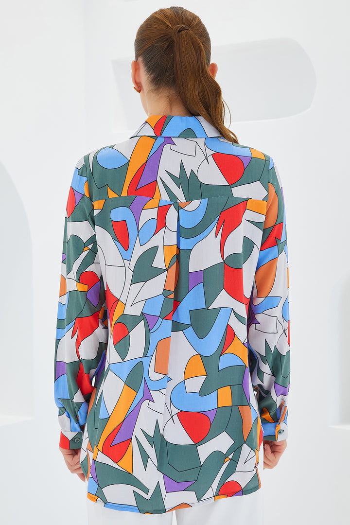 BGD Women Graphic Patterned Shirt - Khaki Green - Avondale