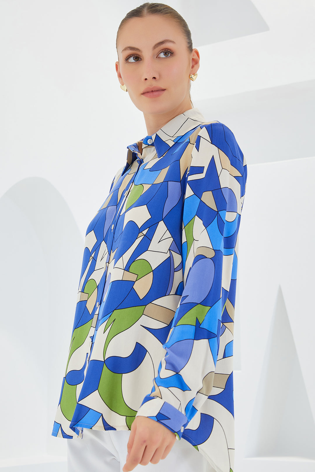 BGD Women Graphic Patterned Shirt - Indigo - Avondale