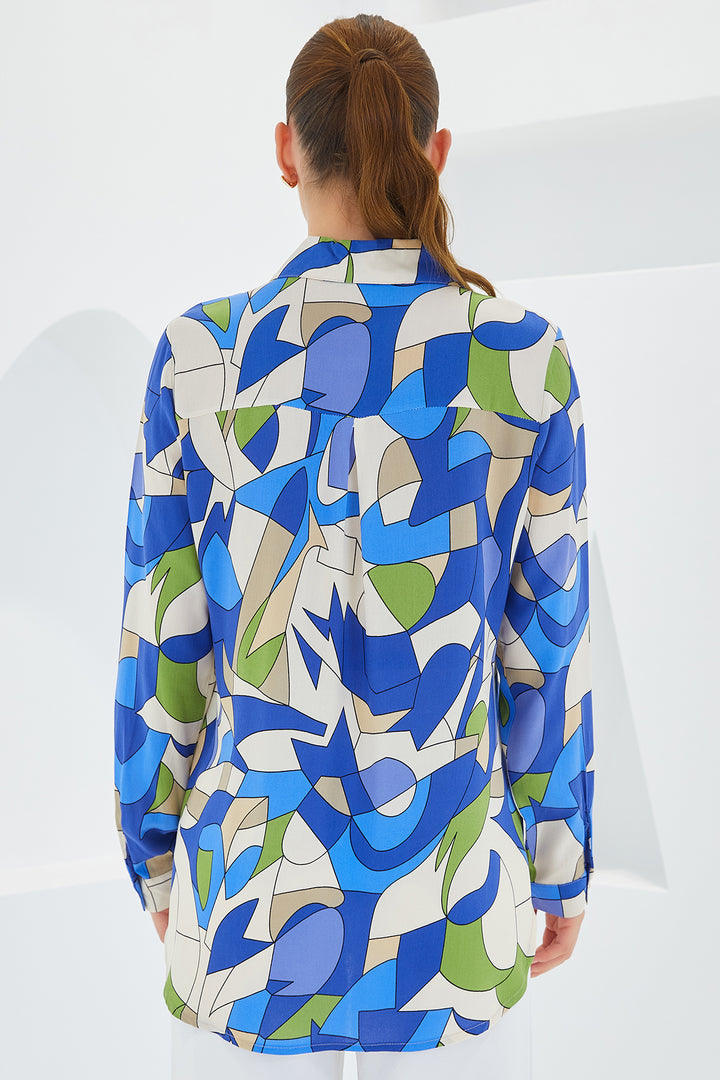 BGD Women Graphic Patterned Shirt - Indigo - Avondale