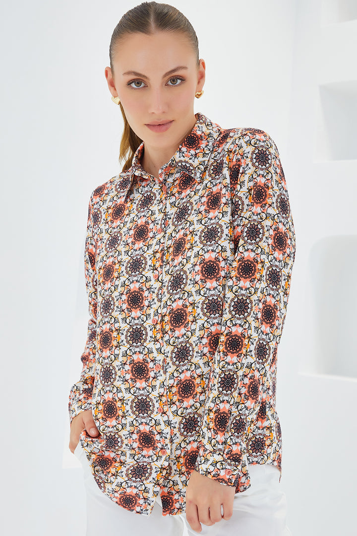 BGD Women Graphic Patterned Shirt - Orange - Avondale