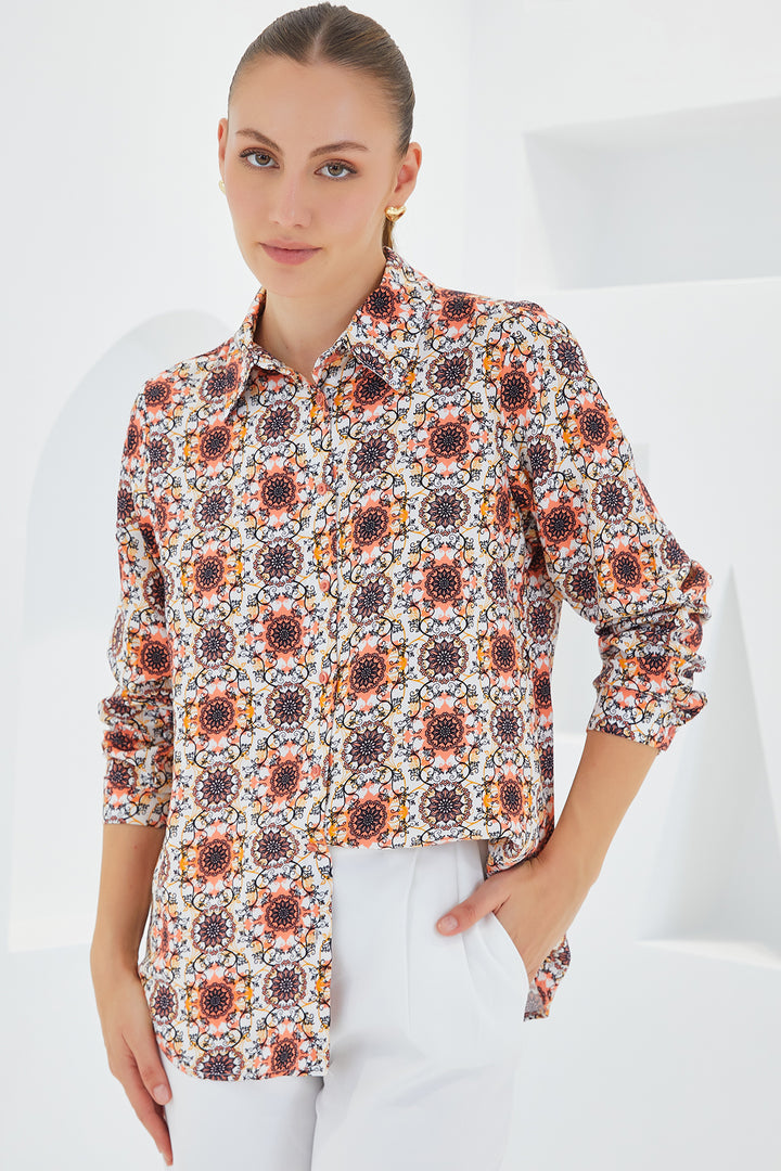 BGD Women Graphic Patterned Shirt - Orange - Avondale