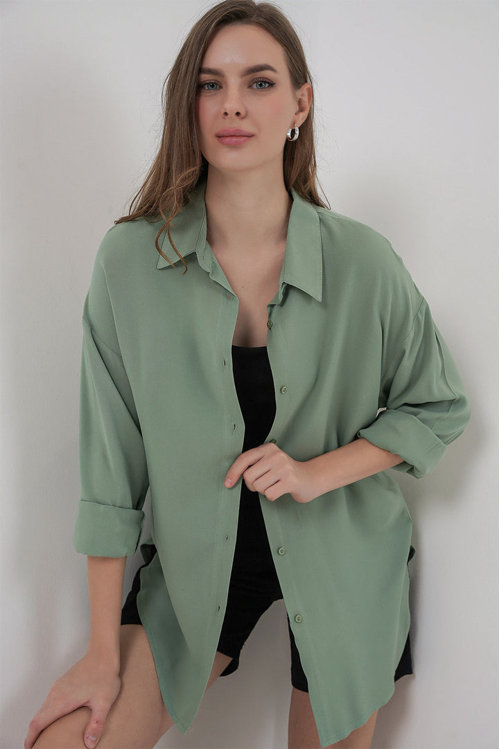 BGD Women Women's Oversize Viscose Shirt 3785 - Çağla - Kostiantynivka