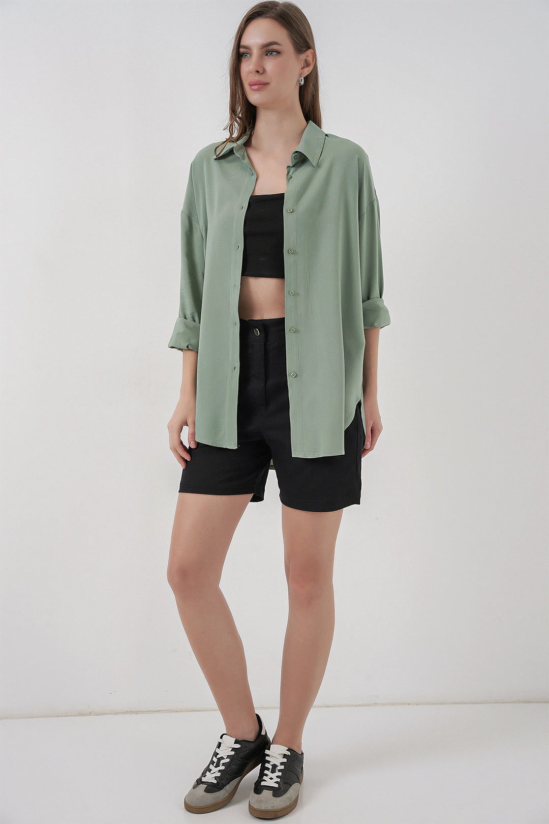 BGD Women Women's Oversize Viscose Shirt 3785 - Çağla - Kostiantynivka