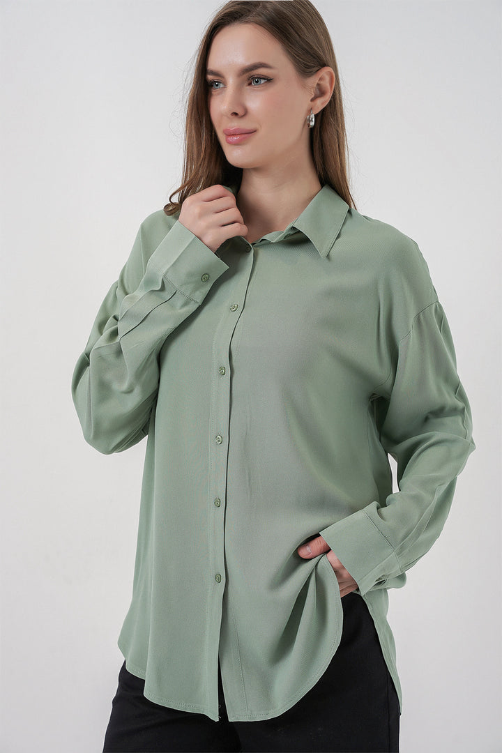 BGD Women Women's Oversize Viscose Shirt 3785 - Çağla - Kostiantynivka