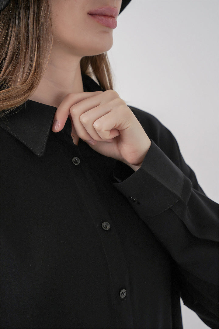 BGD Women Women's Oversize Viscose Shirt 3785 - Black - Hamm