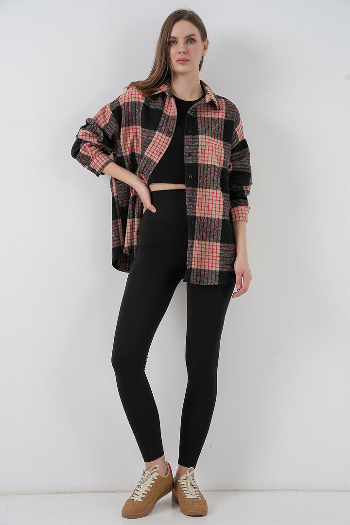 BGD Women Woman Plaid Pattern Oversized Lumberjack Shirt 3854 A.Powder - Motril