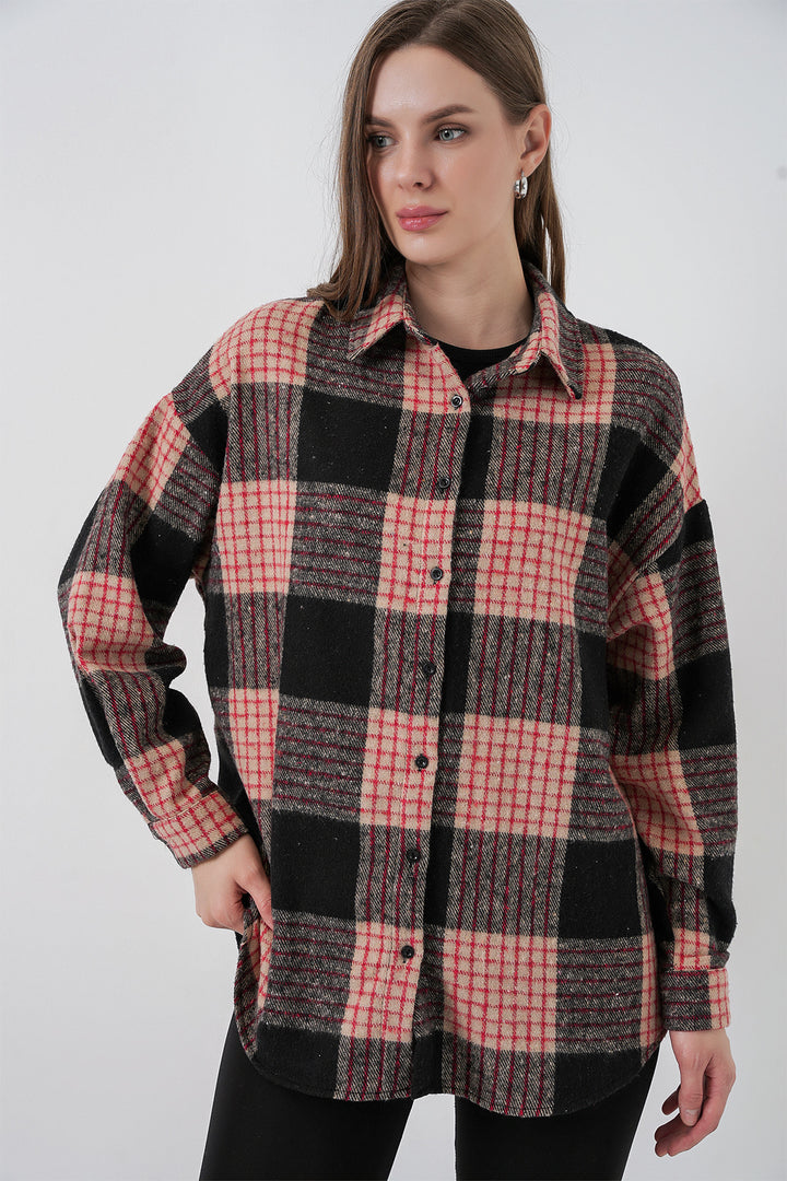 BGD Women Woman Plaid Pattern Oversized Lumberjack Shirt 3854 A.Powder - Motril