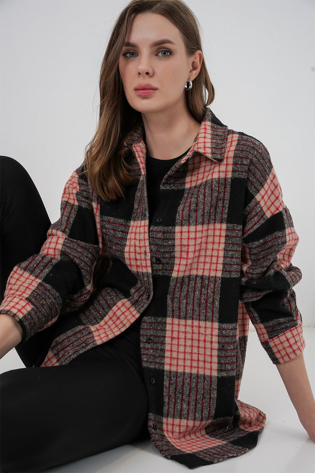BGD Women Woman Plaid Pattern Oversized Lumberjack Shirt 3854 A.Powder - Motril