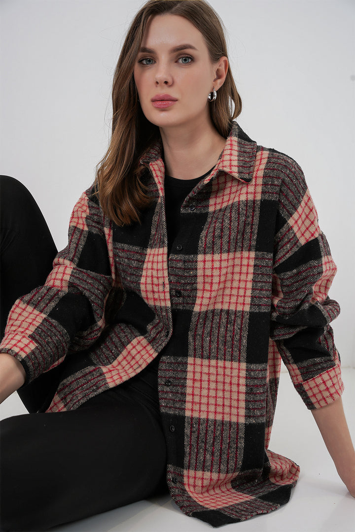 BGD Women Woman Plaid Pattern Oversized Lumberjack Shirt 3854 A.Powder - Motril