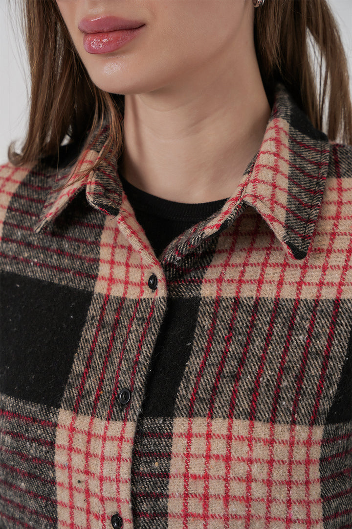 BGD Women Woman Plaid Pattern Oversized Lumberjack Shirt 3854 A.Powder - Motril