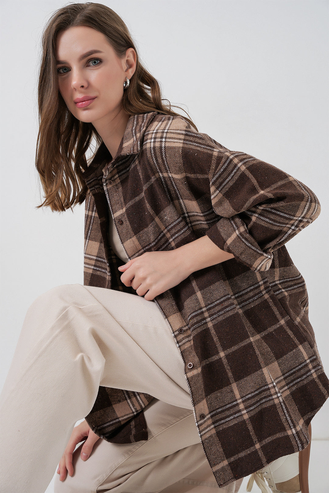 BGD Women Women's Plaid Pattern Oversized Lumberjack Shirt 3854 Brown - Fürth