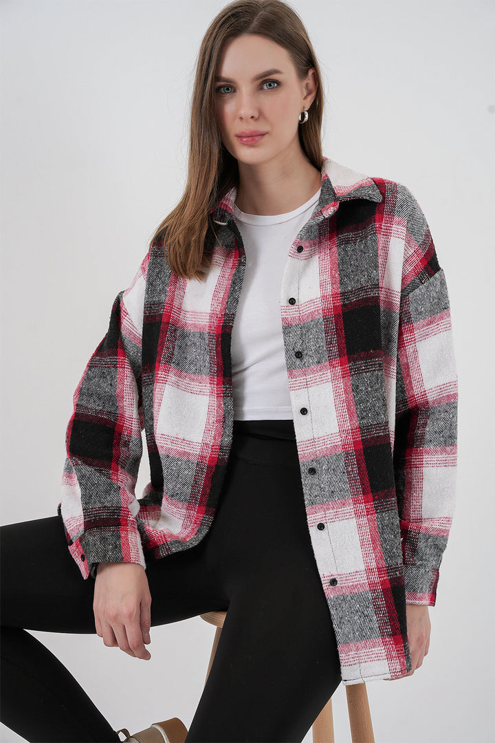 BGD Women Woman Plaid Pattern Oversized Lumberjack Shirt 3854 Terracotta - Galapagar