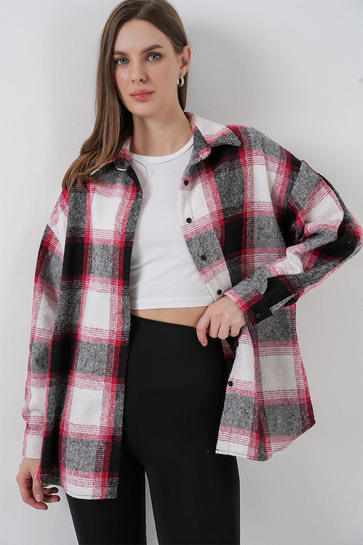 BGD Women Woman Plaid Pattern Oversized Lumberjack Shirt 3854 Terracotta - Galapagar