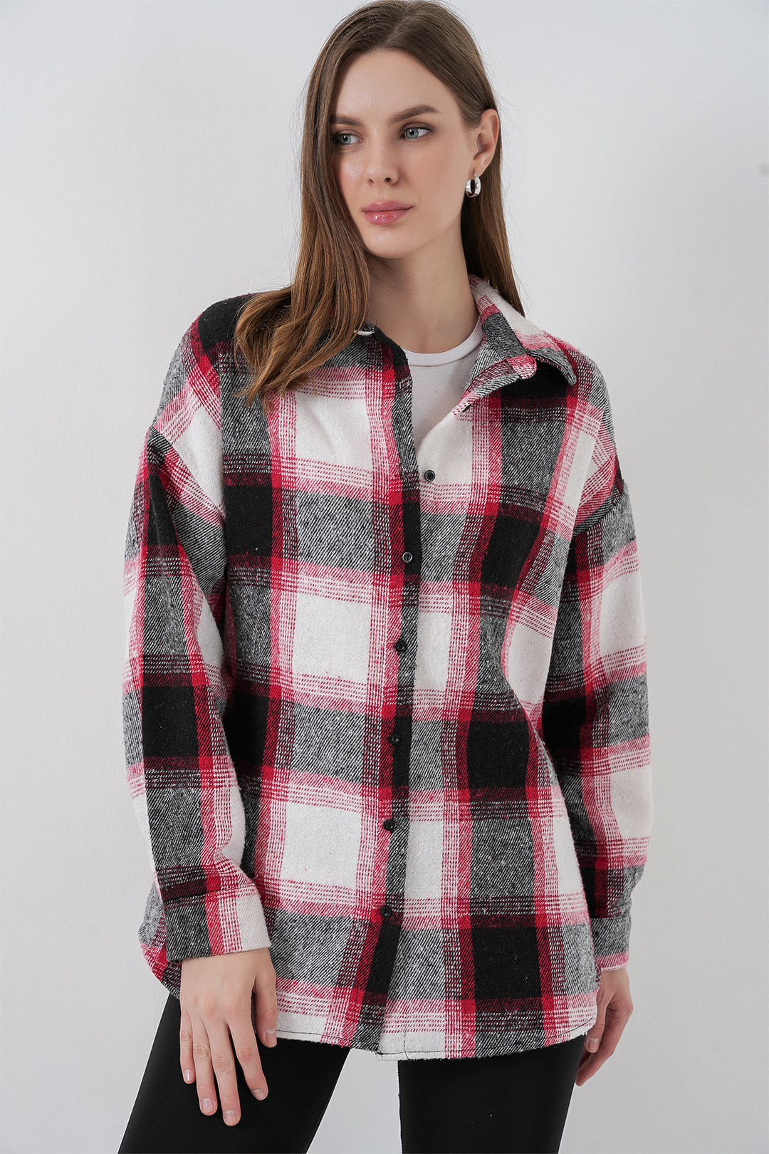 BGD Women Woman Plaid Pattern Oversized Lumberjack Shirt 3854 Terracotta - Galapagar