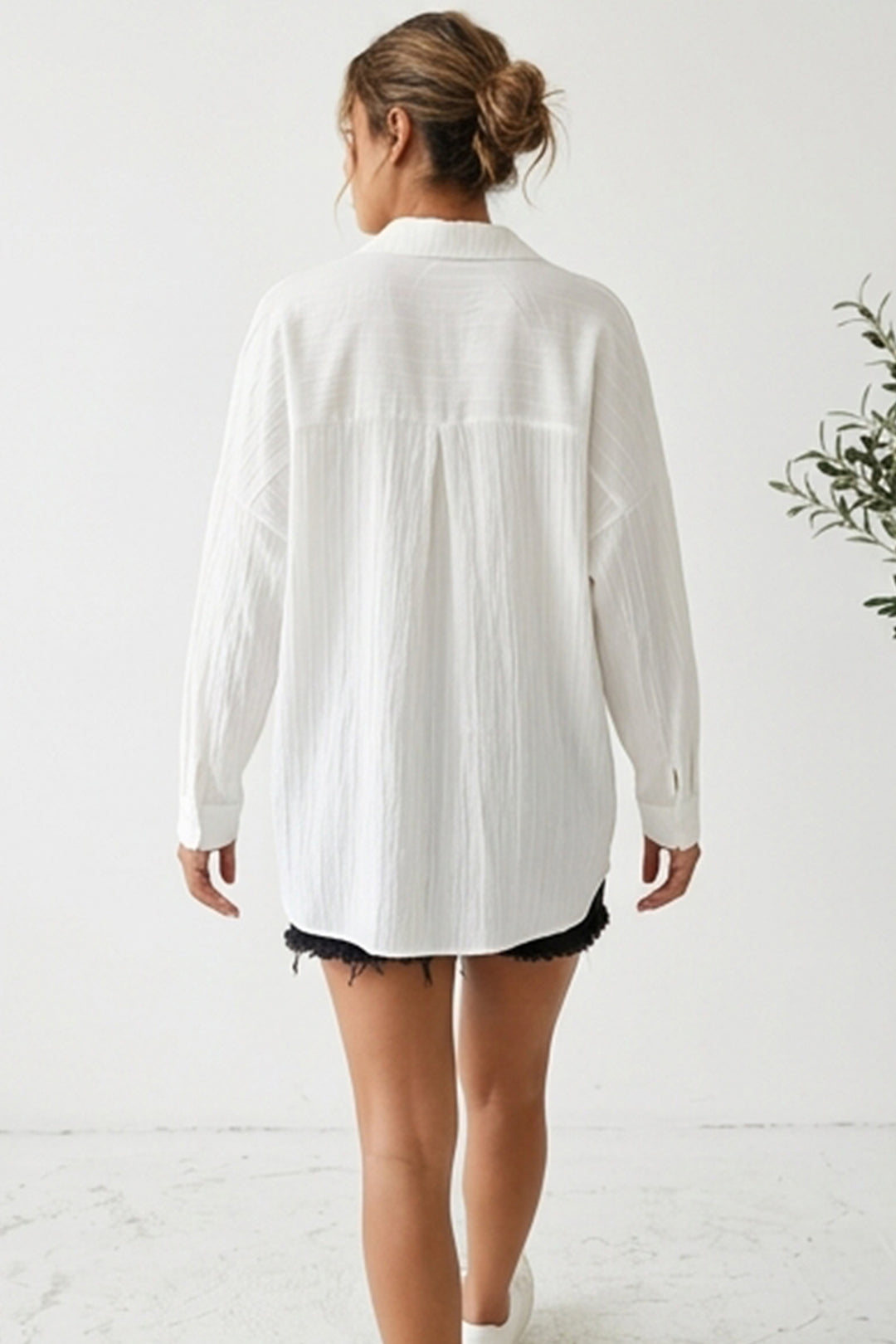 BGD Women Oversize Uzun Basic Gömlek - A.Beyaz - Santa Catarina Otzolotepec