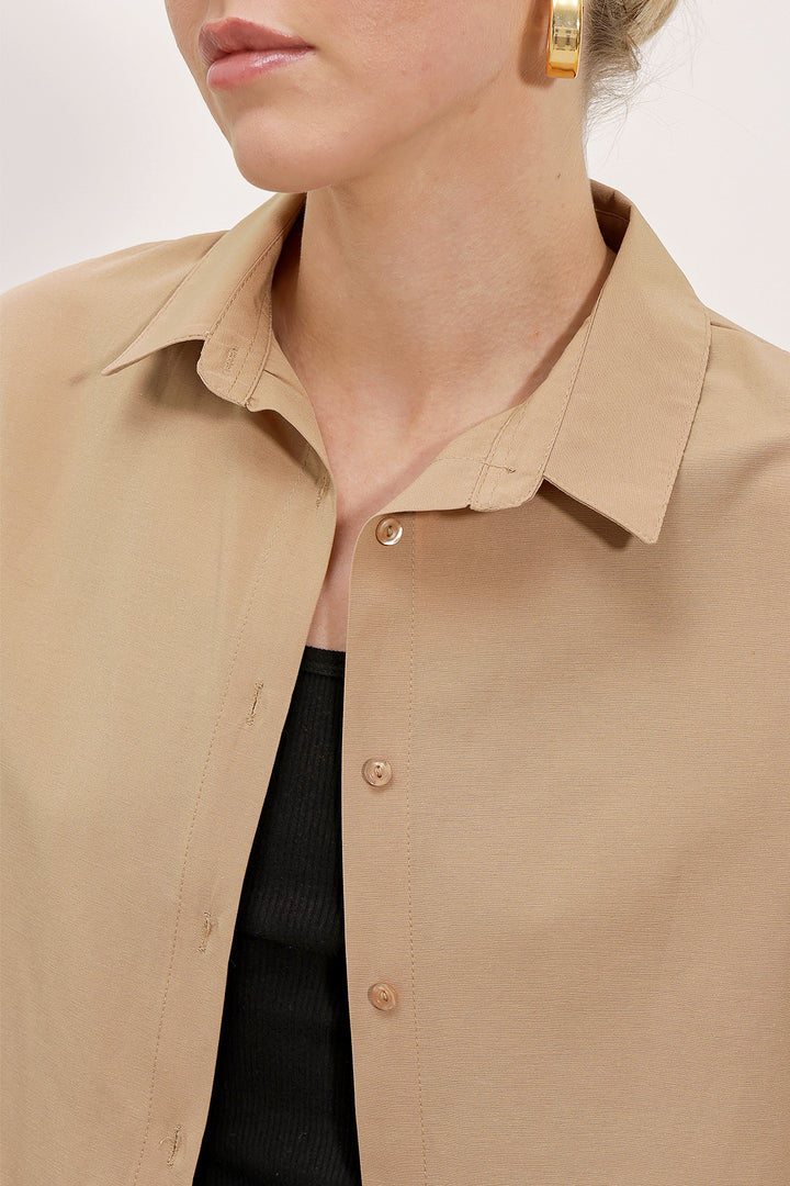 BGD Women Oversize Long Basic Shirt - Biscuit - Avondale
