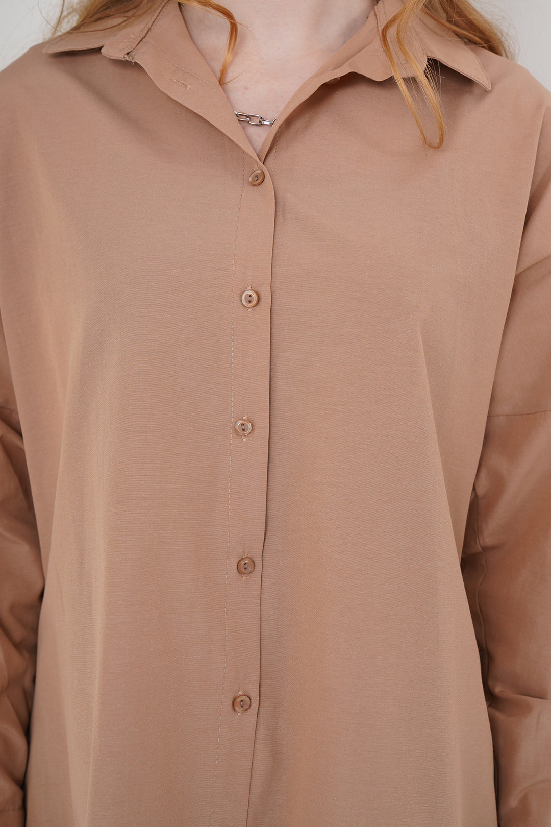 BGD Women Oversize Long Basic Shirt - Camel - Avondale