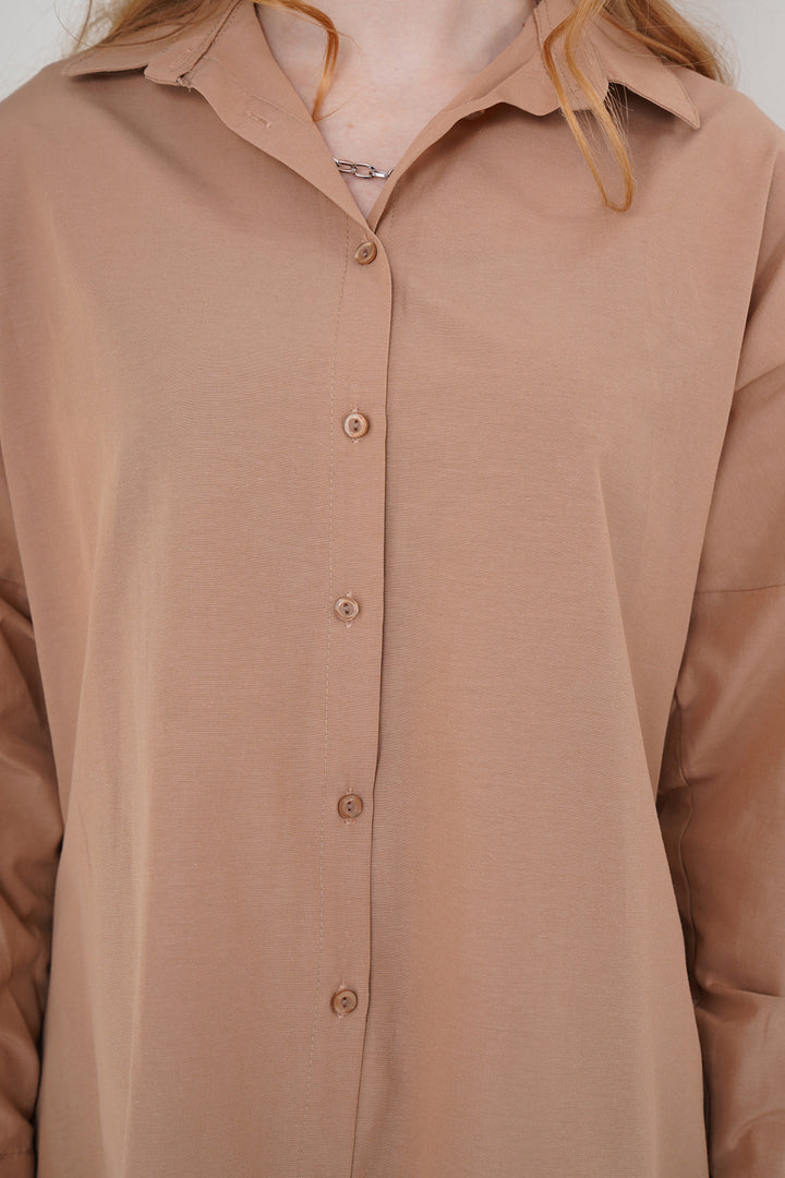 BGD Women Oversize Long Basic Shirt - Camel - Avondale