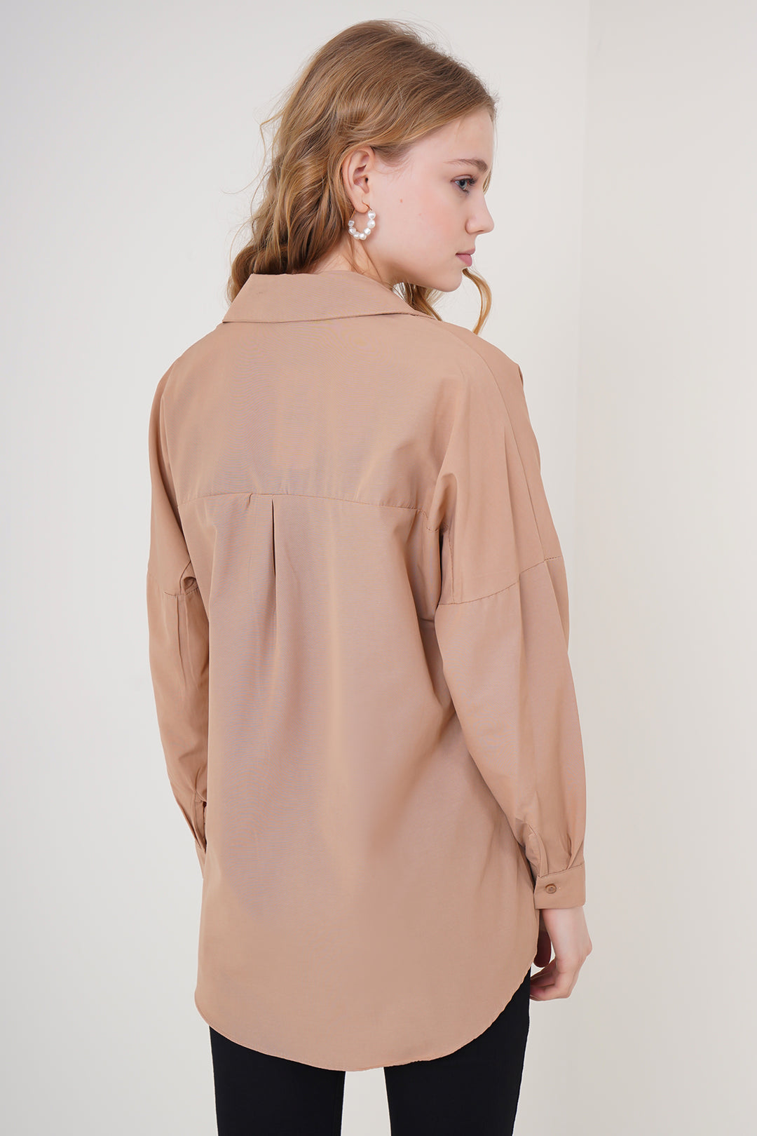 BGD Women Oversize Long Basic Shirt - Camel - Avondale
