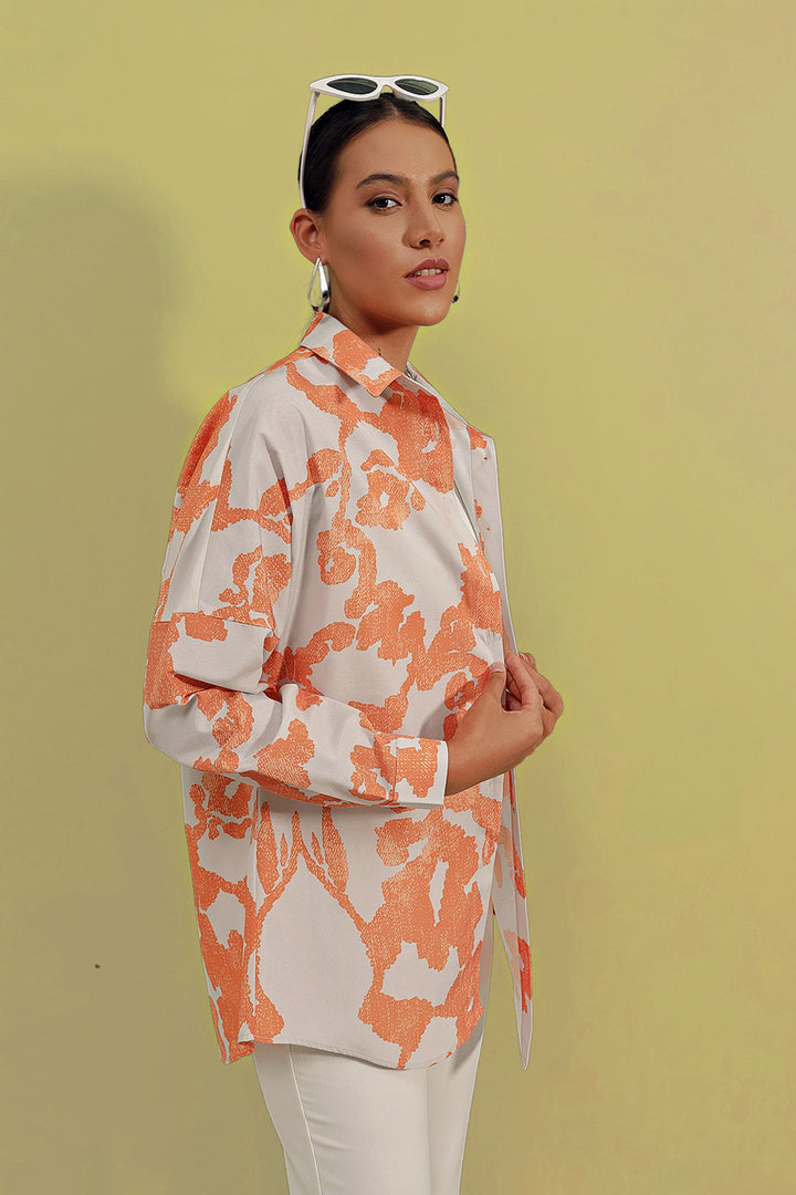BGD Women Oversize Long Basic Shirt - Dark Orange - Avondale