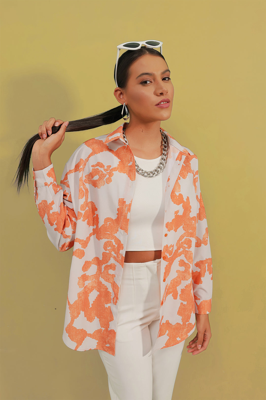 BGD Women Oversize Long Basic Shirt - Dark Orange - Avondale
