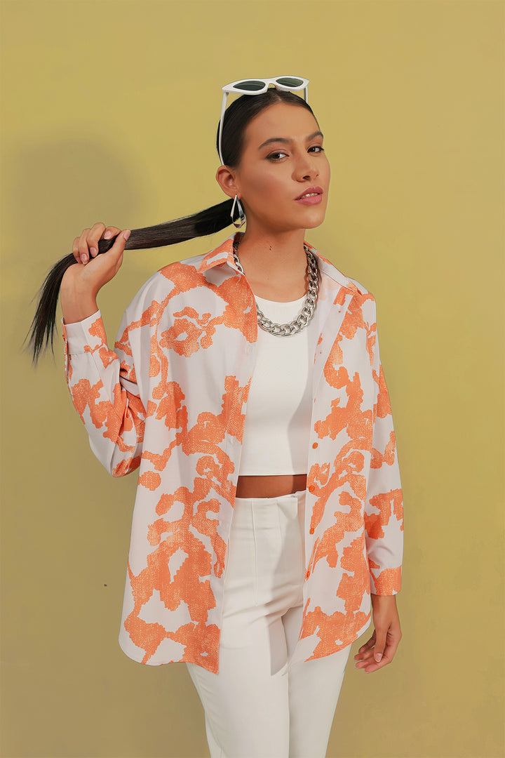 BGD Women Oversize Long Basic Shirt - Dark Orange - Avondale