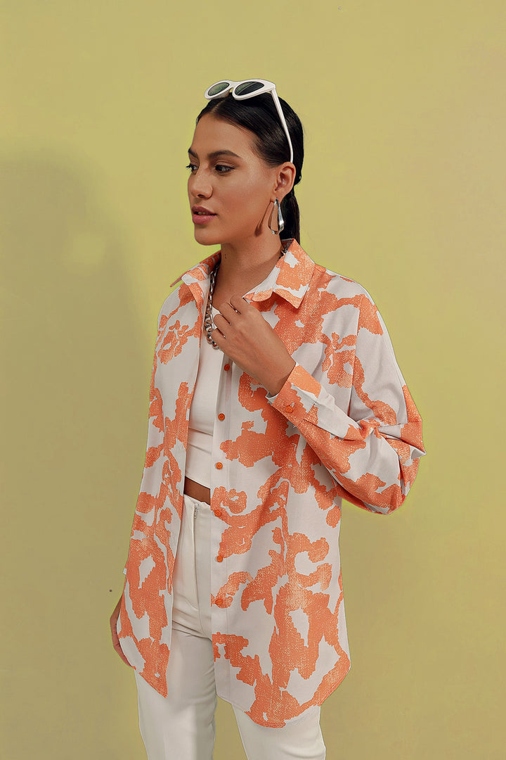 BGD Women Oversize Long Basic Shirt - Dark Orange - Avondale