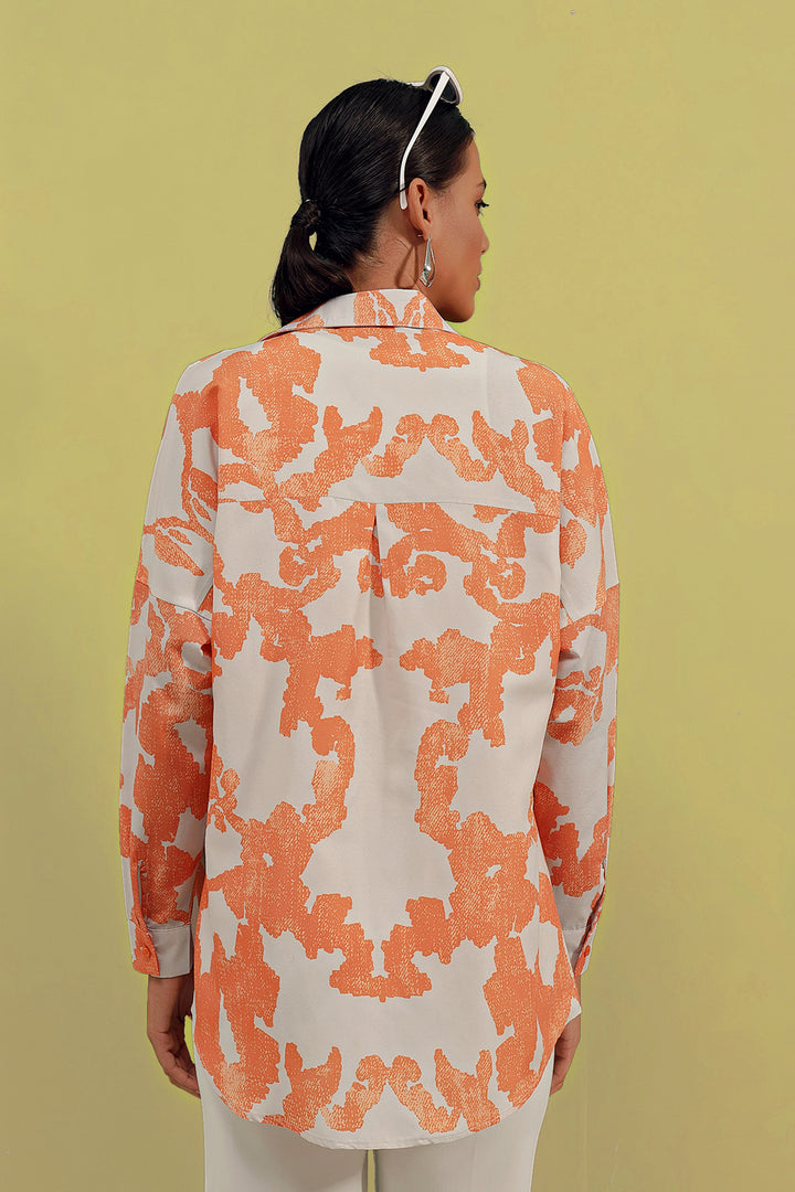 BGD Women Oversize Long Basic Shirt - Dark Orange - Avondale
