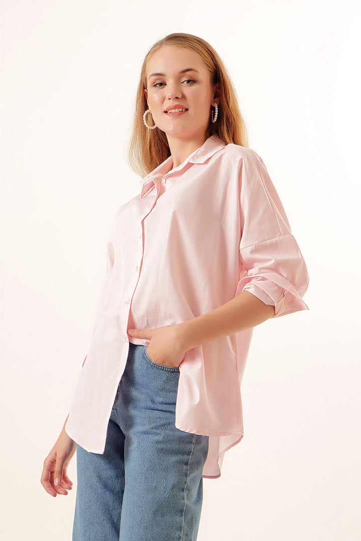 BGD Women Oversize Long Basic Shirt - Powder - Avondale