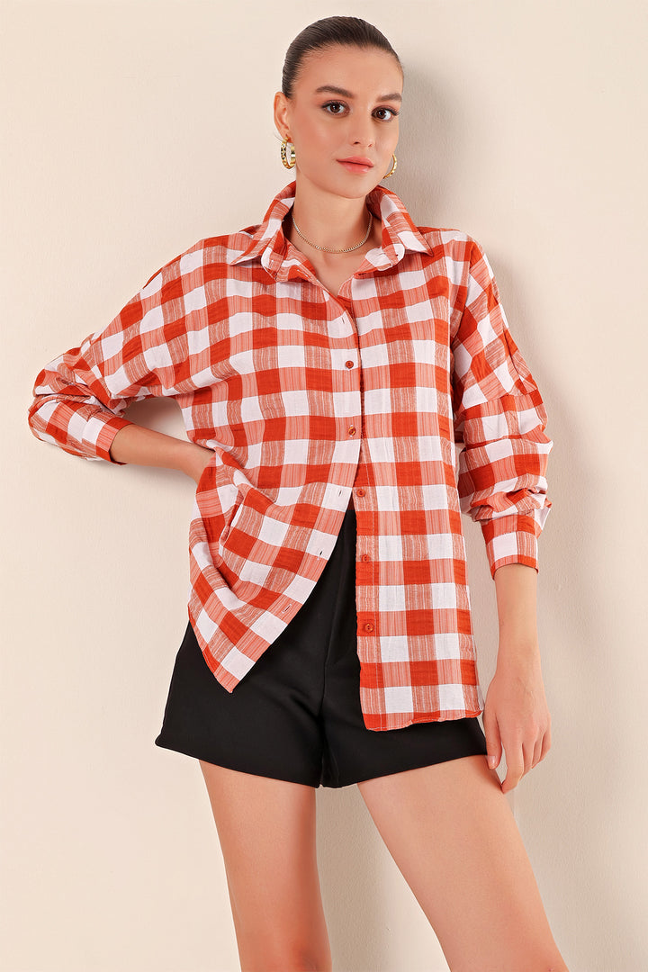 BGD Women Oversize Long Basic Shirt - Brown - Avondale