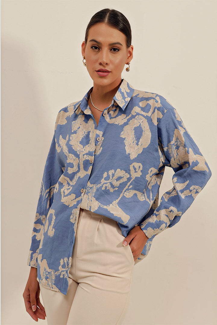 BGD Women Oversize Long Basic Shirt - V. Indigo - Coyula