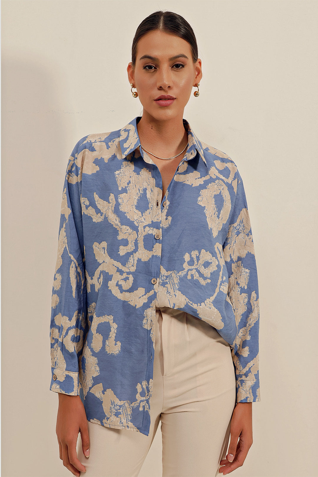 BGD Women Oversize Long Basic Shirt - V. Indigo - Coyula