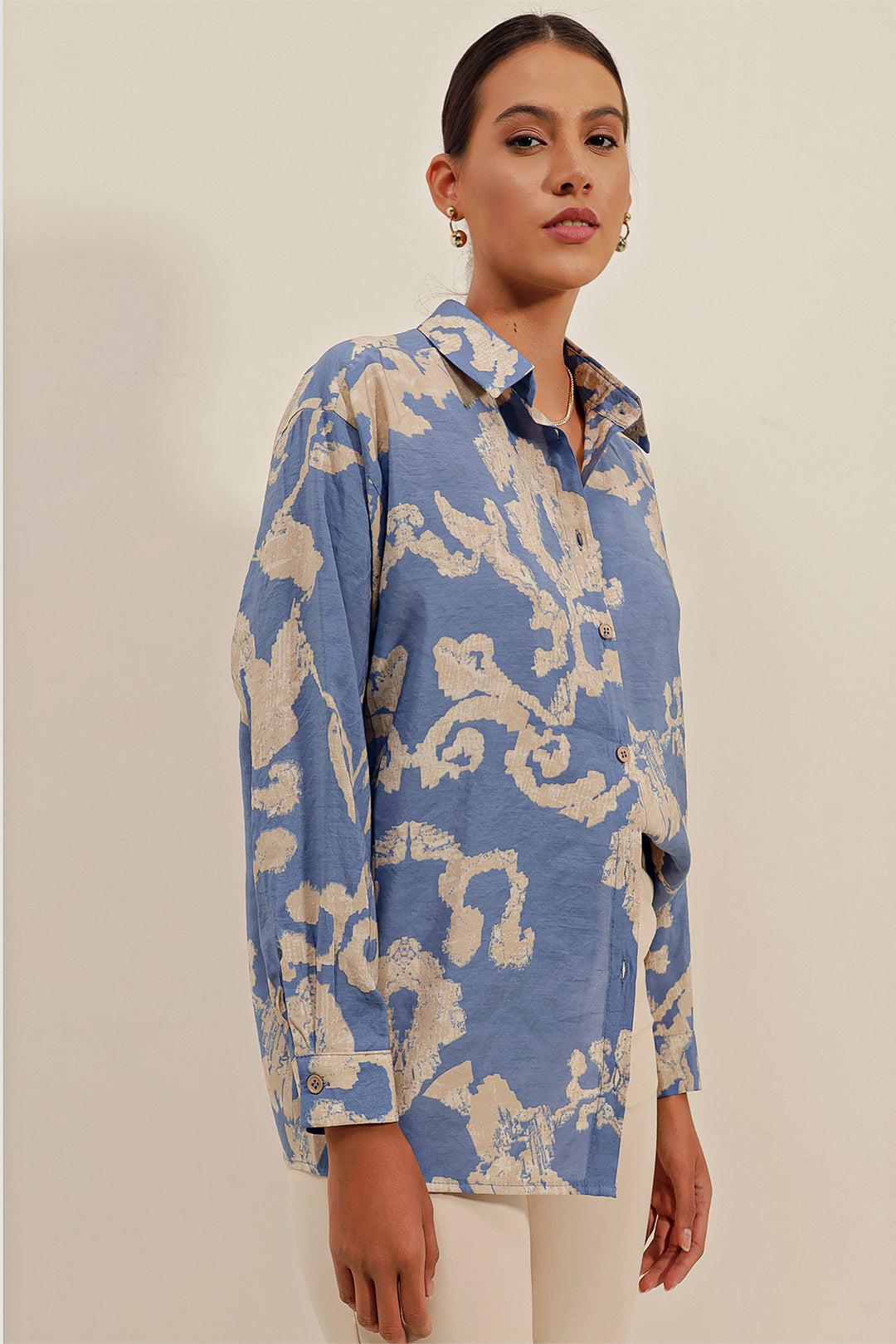 BGD Women Oversize Long Basic Shirt - V. Indigo - Coyula