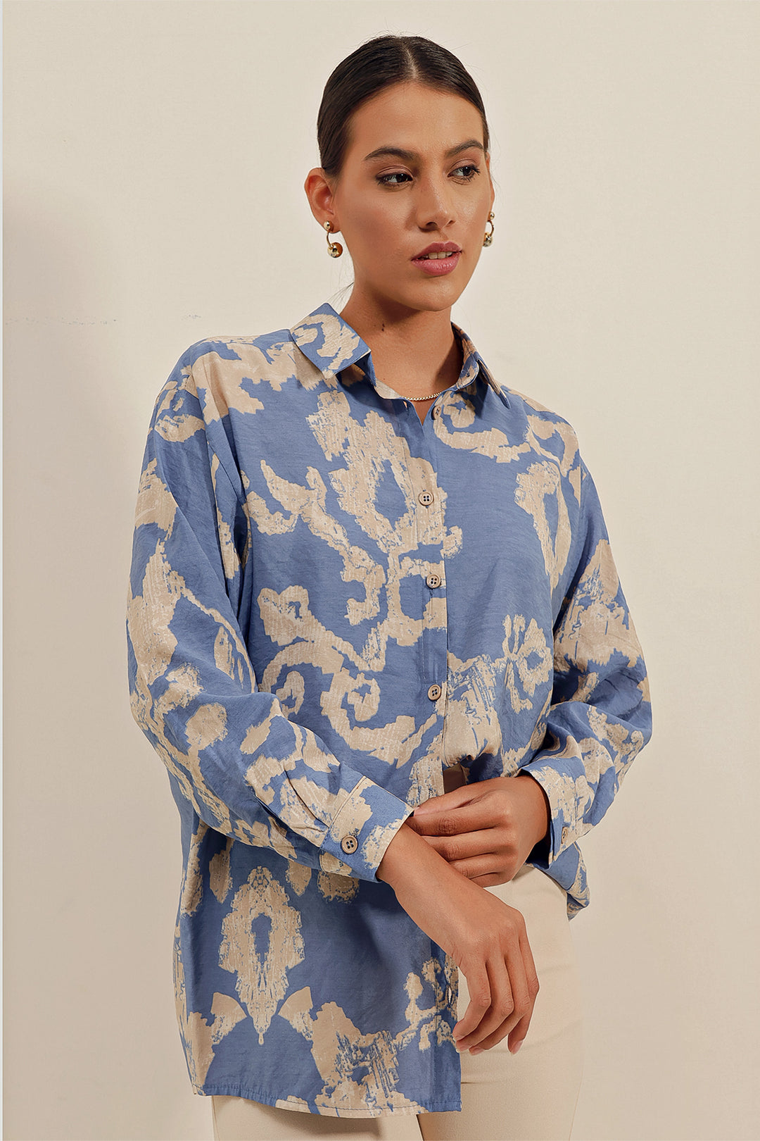 BGD Women Oversize Long Basic Shirt - V. Indigo - Coyula