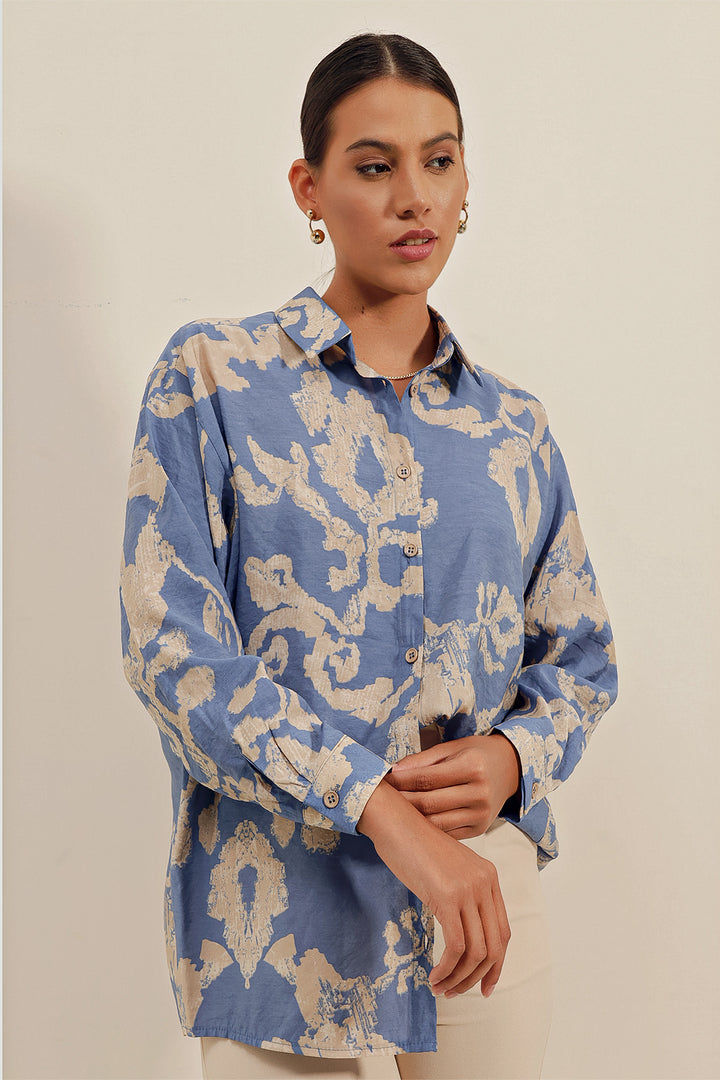 BGD Women Oversize Long Basic Shirt - V. Indigo - Coyula