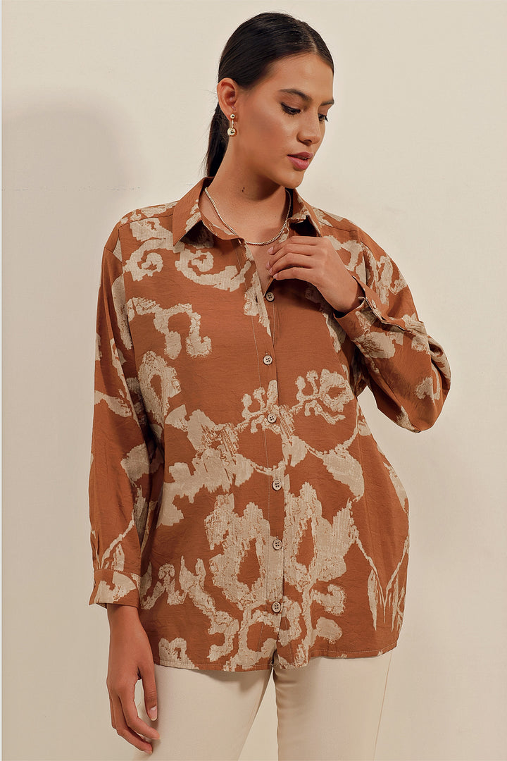 BGD Women Oversize Long Basic Shirt - V. Brown - Avondale
