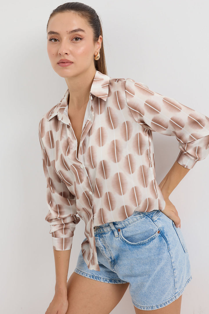 BGD Women Lightweight Satin Shirt - Dark Brown - Avondale