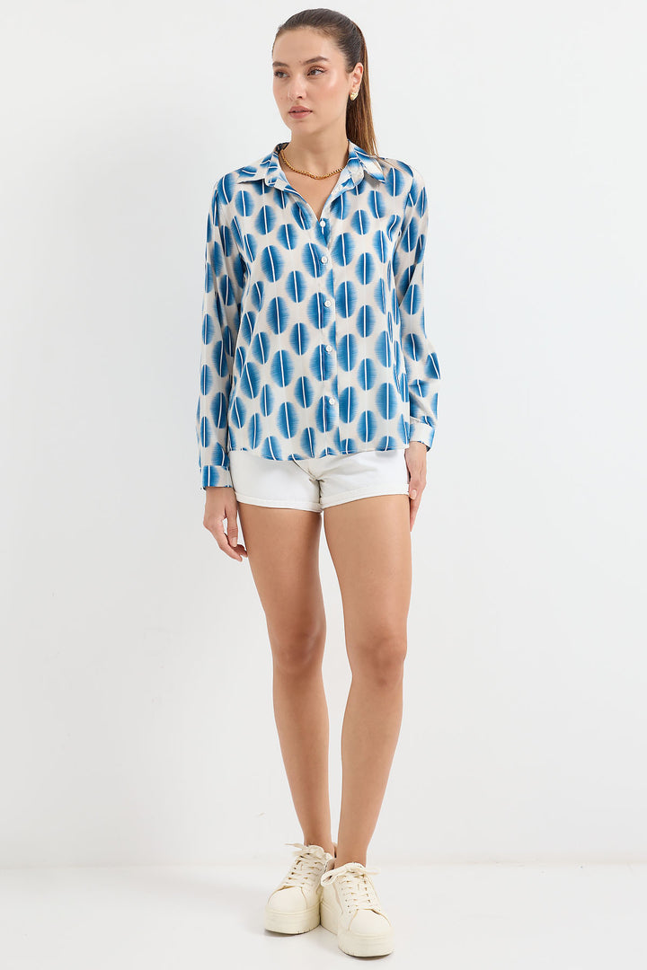 BGD Women Lightweight Satin Shirt - Blue. - Avondale