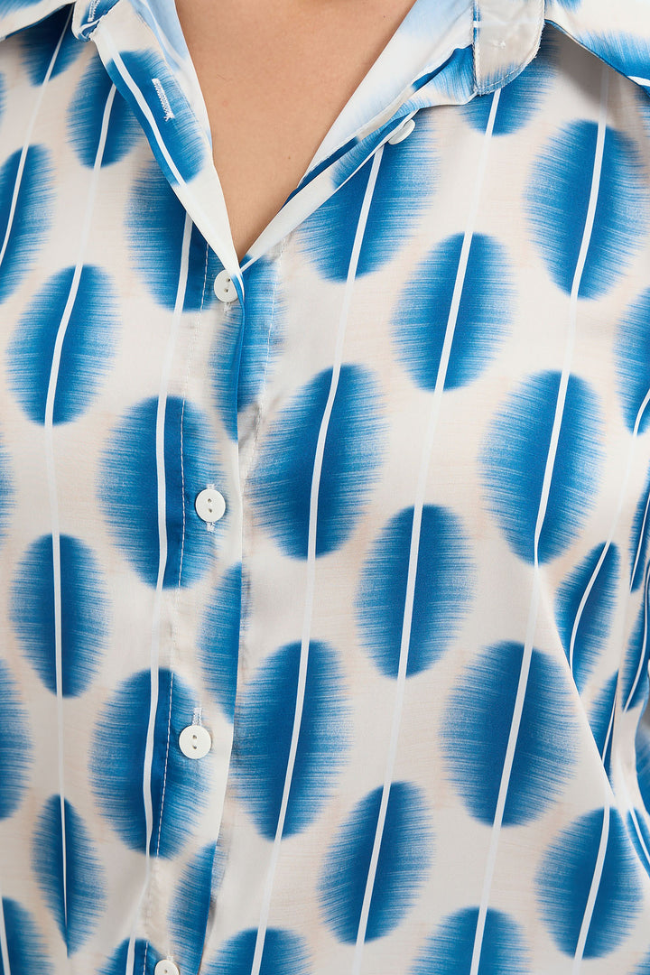 BGD Women Lightweight Satin Shirt - Blue. - Avondale