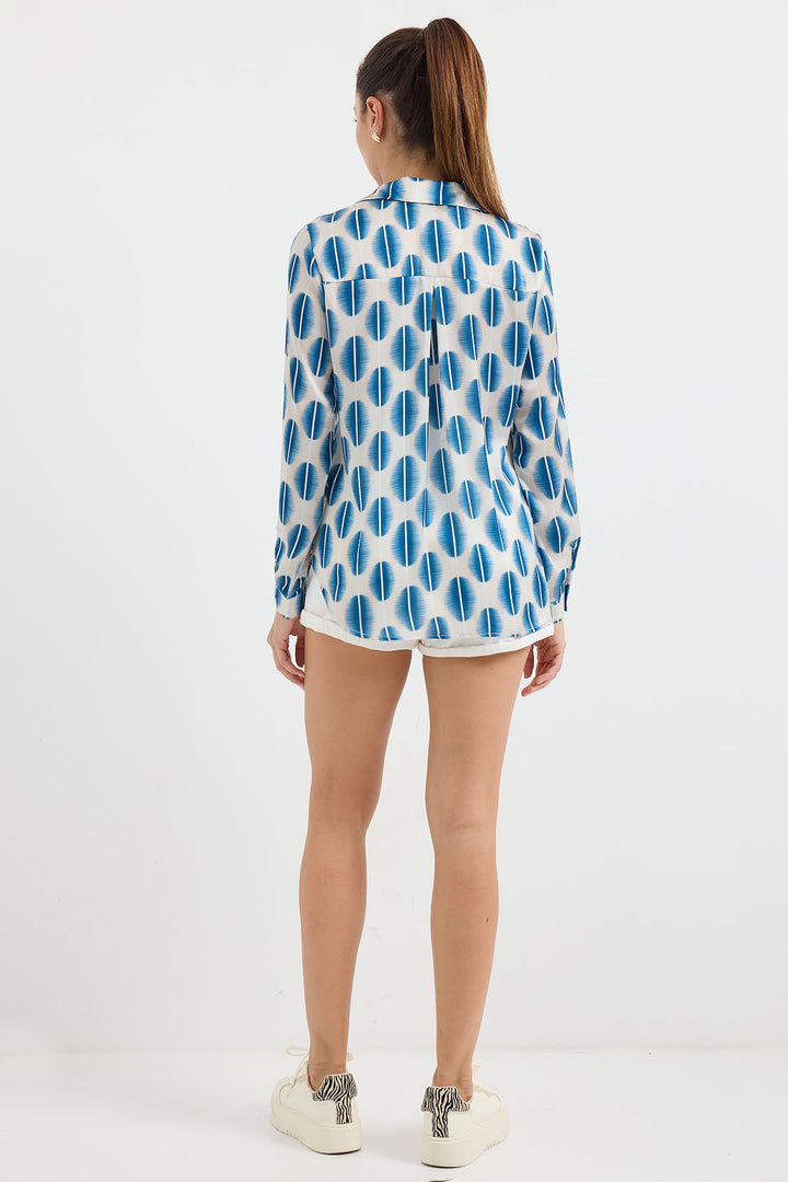 BGD Women Lightweight Satin Shirt - Blue. - Avondale