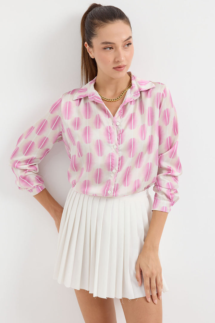 BGD Women Lightweight Satin Shirt - Baby Pink - Avondale