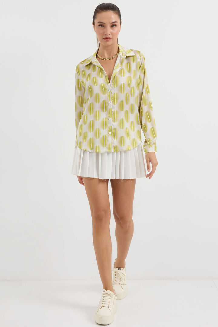 BGD Women Lightweight Draped Satin Shirt - Yellow. - Avondale